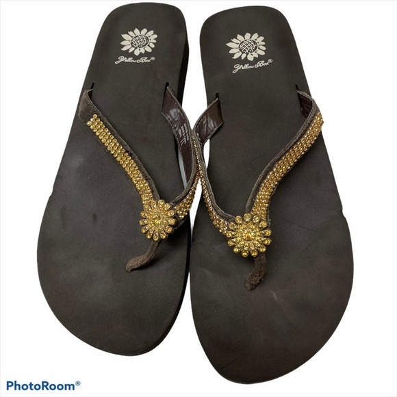 Yellowbox Gold Bling Sparkle Flip-Flops Size 11 - Picture 1 of 7